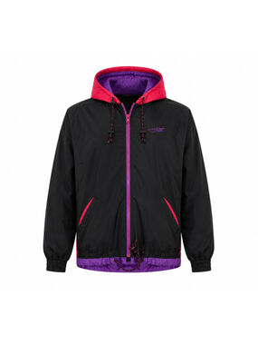 Vtg 90s McGregor Windbreaker Jacket Mens Medium Black Red Purple Hooded Full Zip